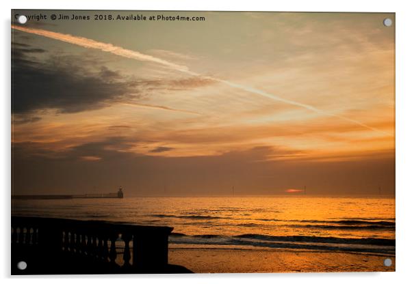 Sunrise from the promenade at Blyth (2) Acrylic by Jim Jones