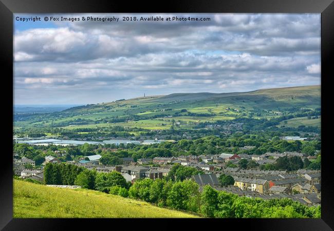 Holcombe hill and haslingden Framed Print by Derrick Fox Lomax