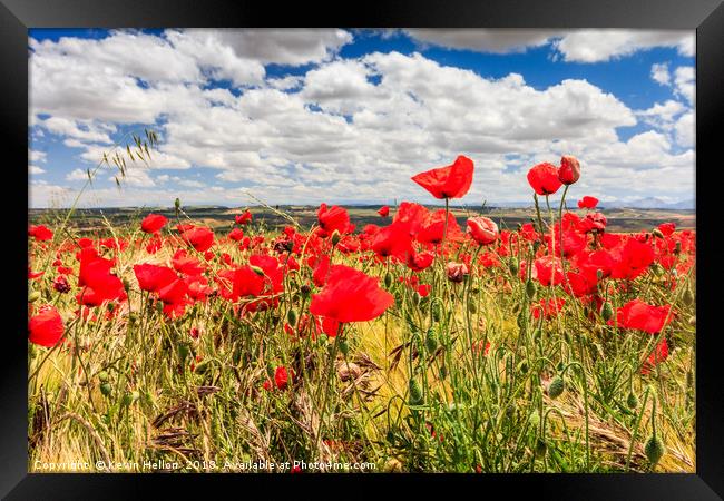 Poppy field and clouds, Granada Province, Spain Framed Print by Kevin Hellon