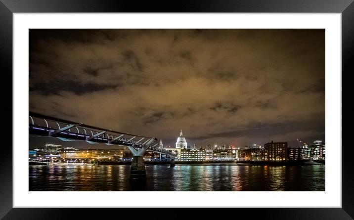 St Pauls and Millennium Bridge Framed Mounted Print by Mike Lanning