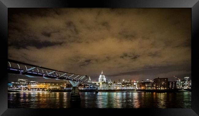 St Pauls and Millennium Bridge Framed Print by Mike Lanning