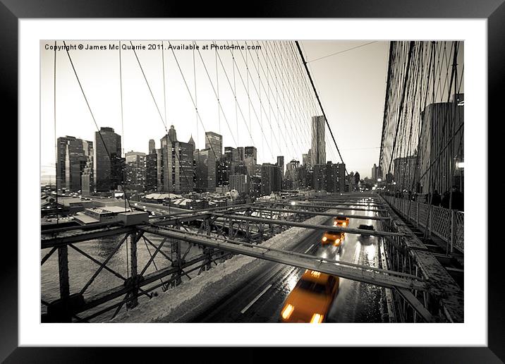 Three Yellow Taxi's Framed Mounted Print by James Mc Quarrie