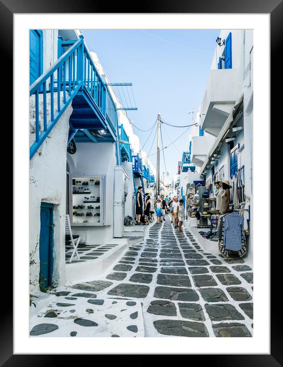 The Streets of Mykonos Framed Mounted Print by Naylor's Photography