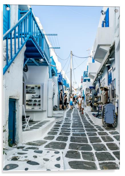 The Streets of Mykonos Acrylic by Naylor's Photography
