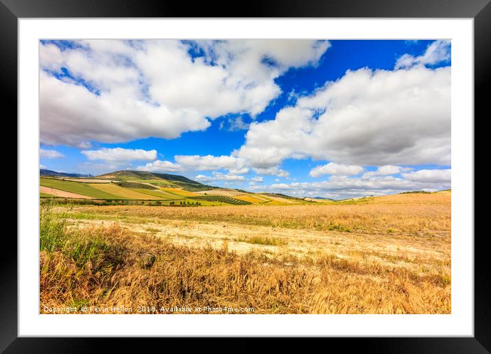 Rolling hills and farmland, Granada Province, Spai Framed Mounted Print by Kevin Hellon