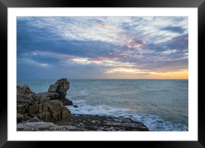 Anvil rock purple skies Framed Mounted Print by Claire West