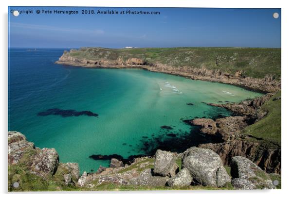 Nanjizal Bay in Cornwall Acrylic by Pete Hemington