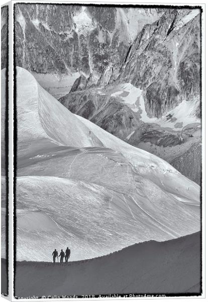 Climbers on the Aiguille de Midi Canvas Print by Colin Woods