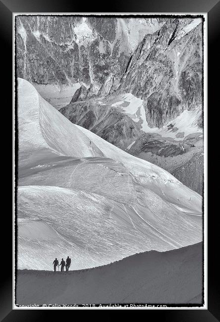 Climbers on the Aiguille de Midi Framed Print by Colin Woods