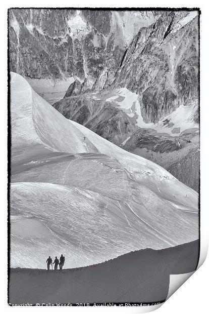 Climbers on the Aiguille de Midi Print by Colin Woods