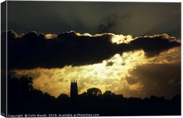 Sunset with St Marychurch, Torquay, England Canvas Print by Colin Woods