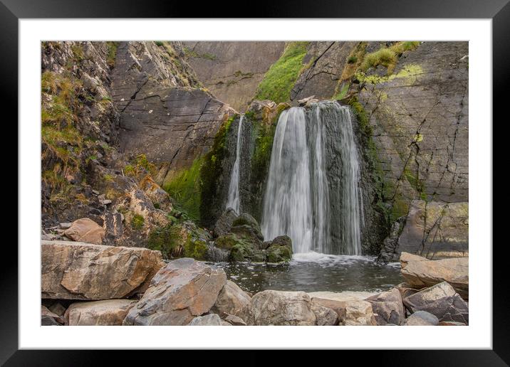 Hartland Quay Waterfall Framed Mounted Print by Images of Devon