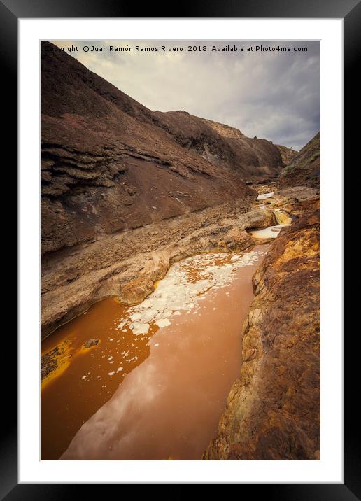 Orange acidic water with low PH between the cliff Framed Mounted Print by Juan Ramón Ramos Rivero