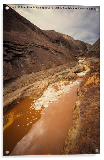 Orange acidic water with low PH between the cliff Acrylic by Juan Ramón Ramos Rivero