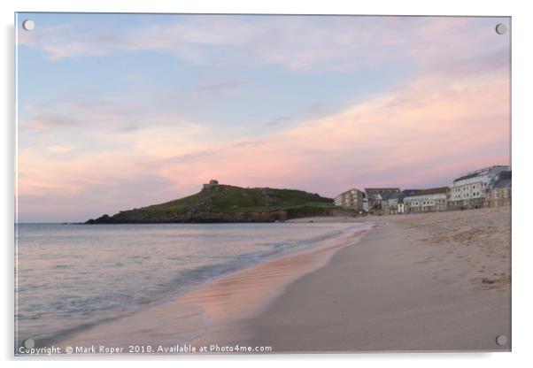 St Ives sunset at Porthmeor Beach Acrylic by Mark Roper