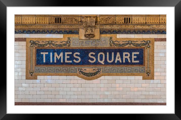 The Times Square sign on the NYC subway system  Framed Mounted Print by George Robertson