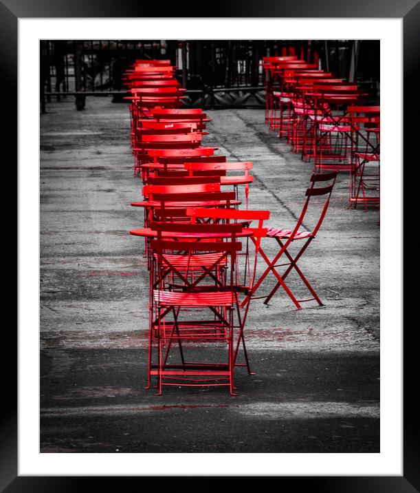 Red Tables and Chairs Framed Mounted Print by George Robertson