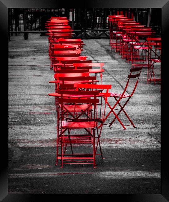 Red Tables and Chairs Framed Print by George Robertson