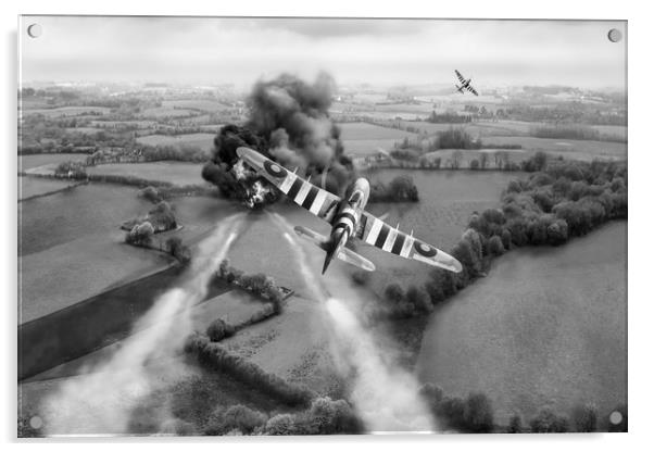 Hawker Typhoon rocket attack B&W version Acrylic by Gary Eason