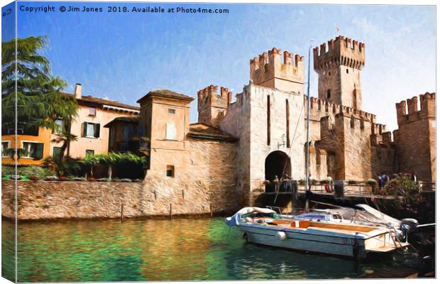 Scaliger Castle, Sirmione with an artistic filter Canvas Print by Jim Jones