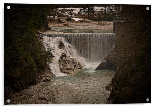 Sava River Waterfall Acrylic by rawshutterbug 
