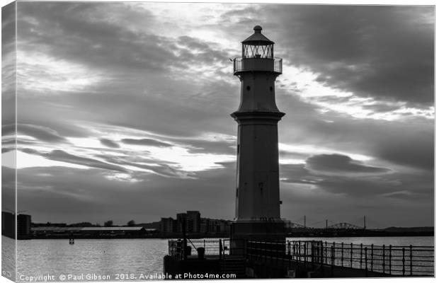 Newhaven Harbour Edinburgh At Night Canvas Print by Paul Gibson