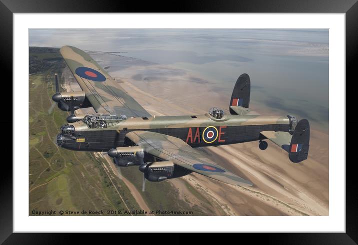 Avro Lancaster of 75 Squadron RAF crosses the coas Framed Mounted Print by Steve de Roeck