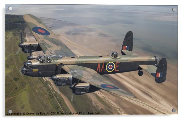 Avro Lancaster of 75 Squadron RAF crosses the coas Acrylic by Steve de Roeck