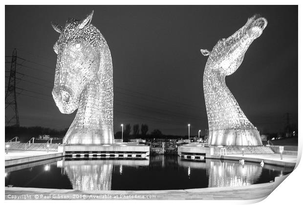 The Kelpies At Night Print by Paul Gibson