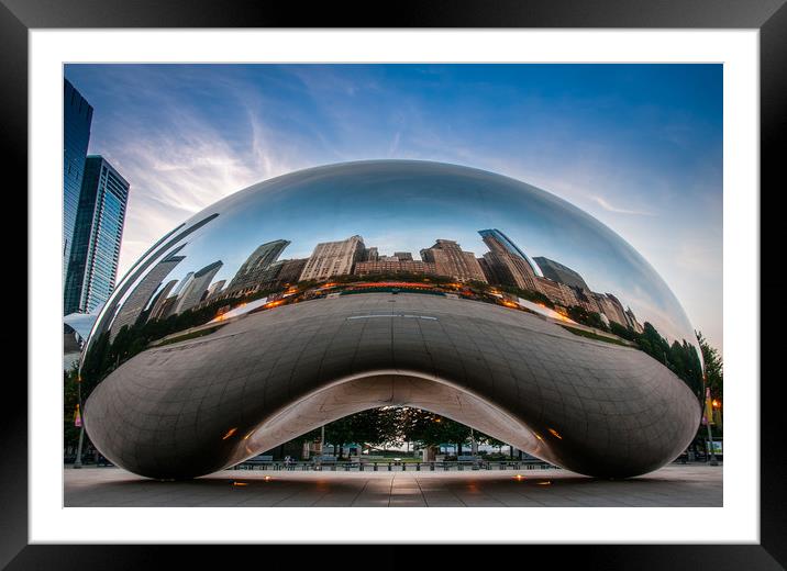 Reflections in The Chicago Bean Framed Mounted Print by George Robertson