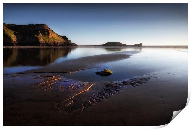 Worms Head on the Gower peninsula Print by Leighton Collins