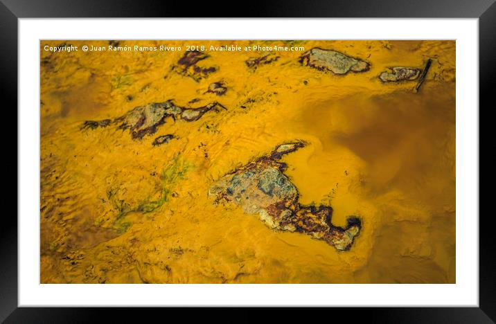 Yellow waters with colored stones Framed Mounted Print by Juan Ramón Ramos Rivero