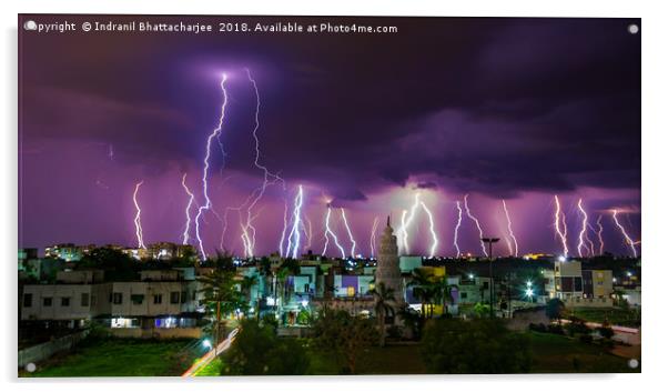 Thunder and lightning Acrylic by Indranil Bhattacharjee