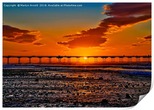 Saltburn Summer Solstice Sunset Print by Martyn Arnold