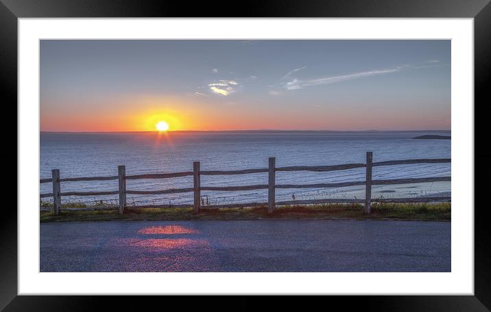Summer Solstice sunset at Rhossili 2018 Framed Mounted Print by Leighton Collins