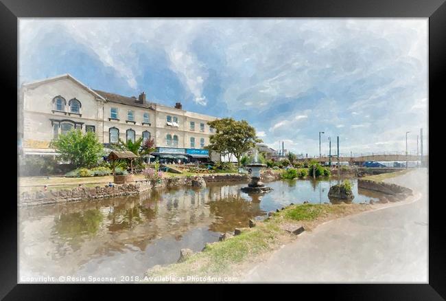 The Brook and fountain at Dawlish in South Devon Framed Print by Rosie Spooner
