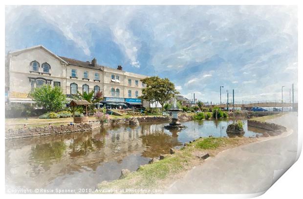 The Brook and fountain at Dawlish in South Devon Print by Rosie Spooner