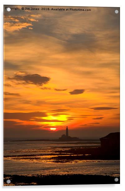 Sunrise over St Mary's Lighthouse Acrylic by Jim Jones