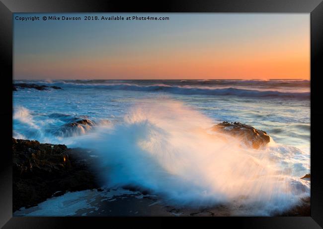Sunset Wave Explosion Framed Print by Mike Dawson