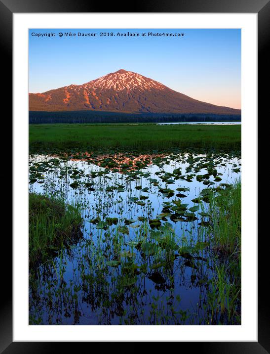 Mt. Bachelor Sunset Framed Mounted Print by Mike Dawson