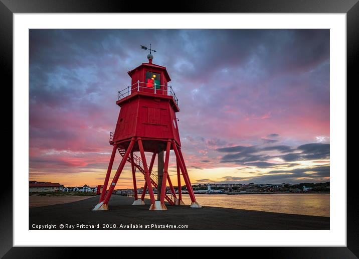 Herd Lighthouse Sunset Framed Mounted Print by Ray Pritchard