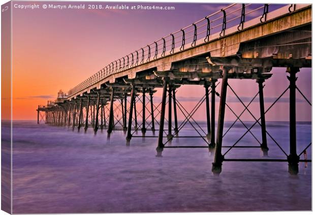Satburn Pier Sunset Canvas Print by Martyn Arnold