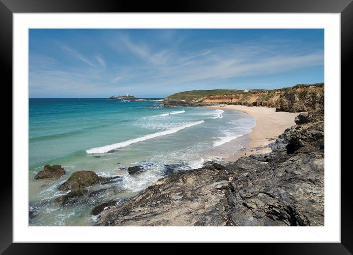 Godrevy beach Cornwall Framed Mounted Print by Eddie John