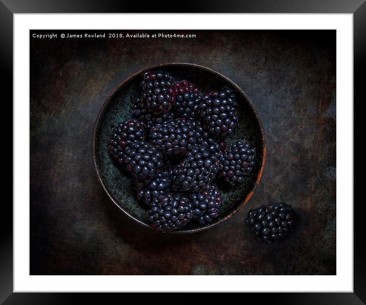 Blackberry Bowl Framed Mounted Print by James Rowland