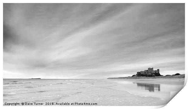Bamburgh Castle and Inner Farne Print by Dave Turner