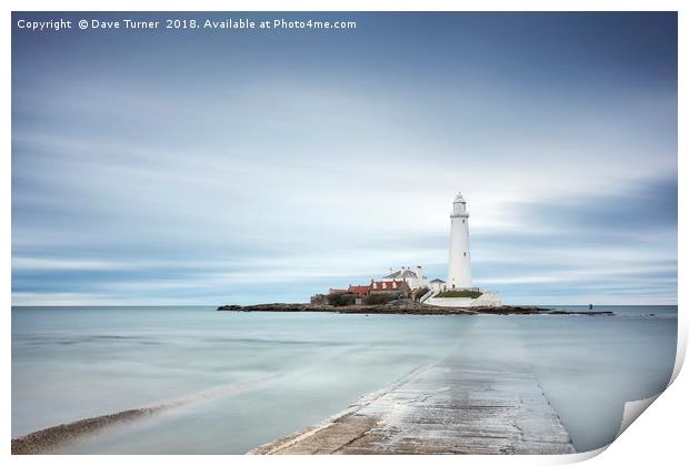 St. Mary's Lighthouse, Tyne and Wear Print by Dave Turner