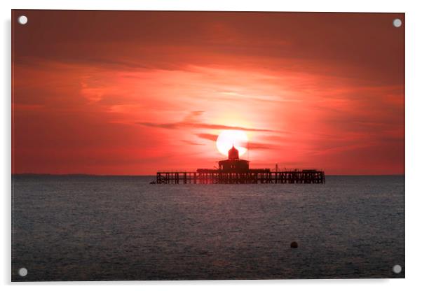 Herne Bay Sunset Acrylic by Ian Hufton