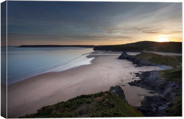 Three Cliffs Bay and The Great Tor Canvas Print by Leighton Collins