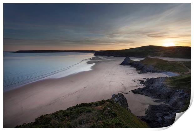 Three Cliffs Bay and The Great Tor Print by Leighton Collins