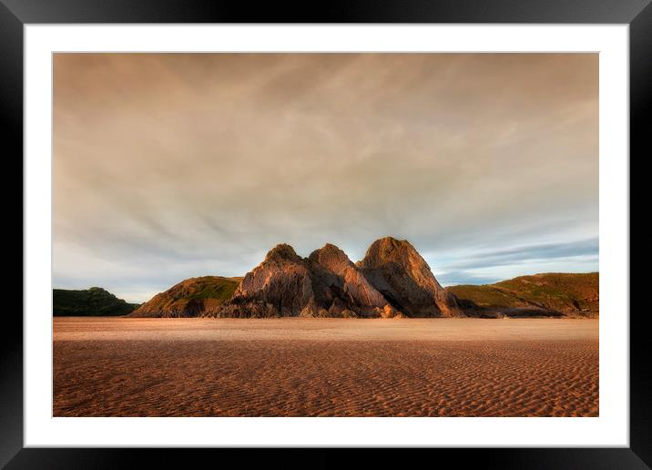 Three Cliffs Bay Framed Mounted Print by Leighton Collins